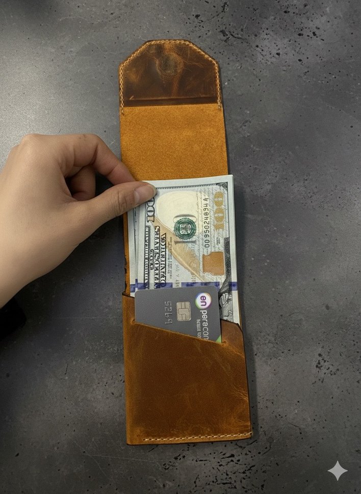 Minimalist Crazy deri  mıknatıslı kartlık - Görsel 3