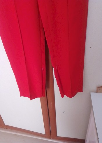 Kadın Kırmızı Regular Fit Kumaş Pantolon