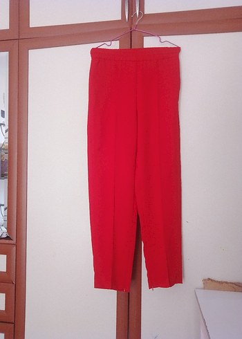 s Beden Kadın Kırmızı Regular Fit Kumaş Pantolon