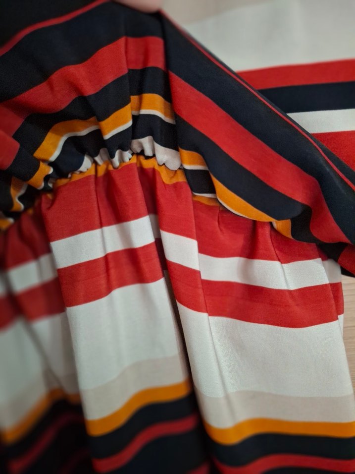 Renkli Çizgili Kısa Kollu Mini Elbise - Görsel 2