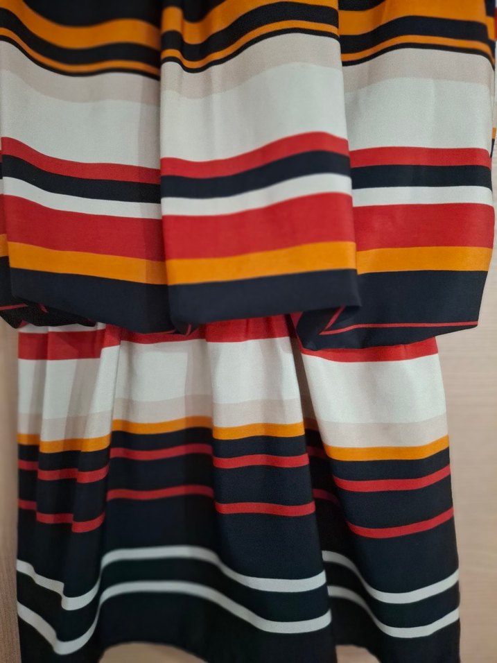 Renkli Çizgili Kısa Kollu Mini Elbise - Görsel 3