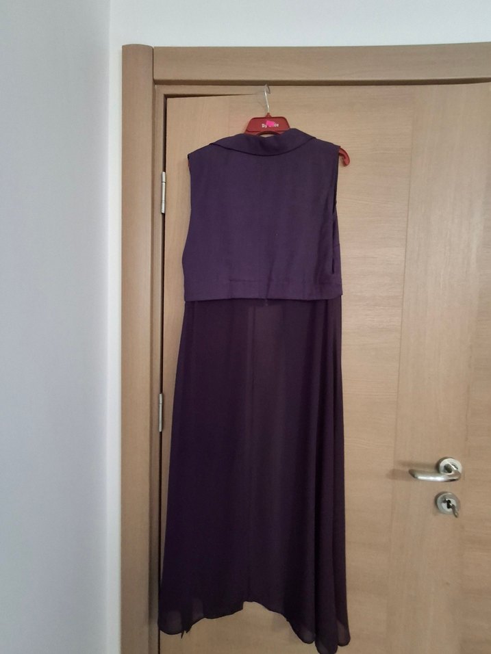 Uzun Mor Kolsuz şifon yelek - Görsel 4