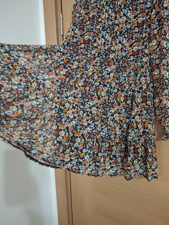 Çiçek Desenli Uzun Kollu Bohem Elbise - Görsel 2