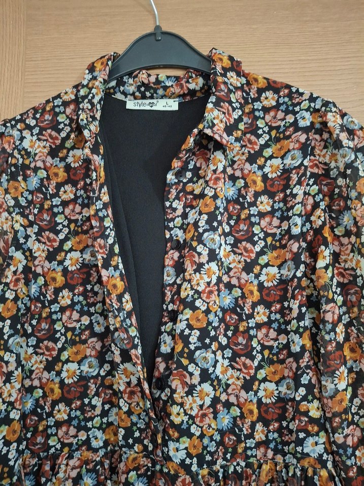 Çiçek Desenli Uzun Kollu Bohem Elbise - Görsel 3