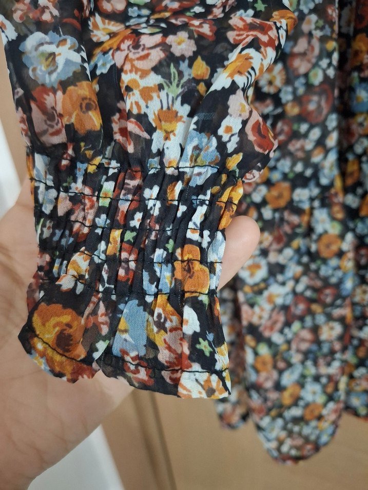 Çiçek Desenli Uzun Kollu Bohem Elbise - Görsel 4