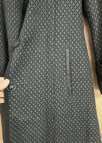 Düğmeli Uzun antrasit griKadın Kaban - Görsel 4