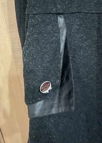 Düğmeli Uzun antrasit griKadın Kaban - Görsel 3