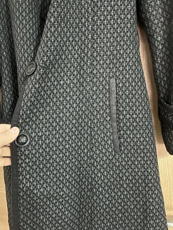 Düğmeli Uzun antrasit griKadın Kaban - Görsel 4