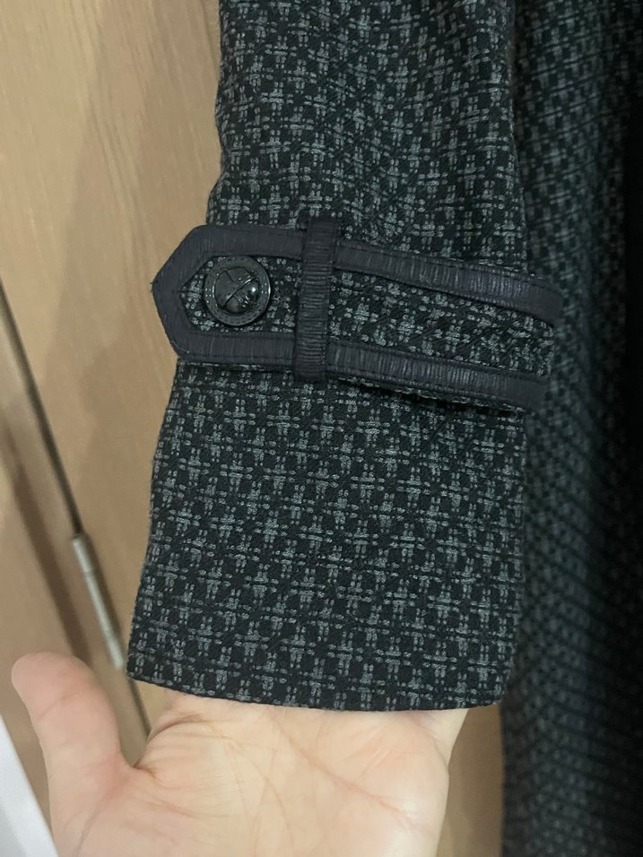 Düğmeli Uzun antrasit griKadın Kaban - Görsel 5