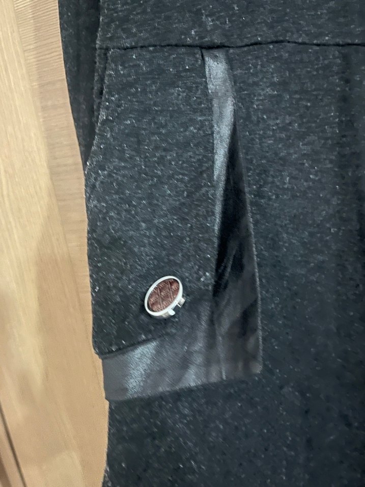 Düğmeli Uzun antrasit griKadın Kaban - Görsel 3