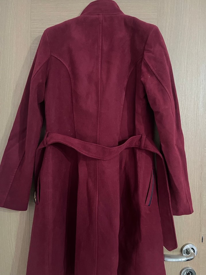 Bordo Kadın Kaban - Görsel 5