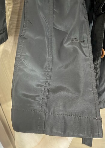 Kuşaklı Siyah Kadın Trench Coat - Görsel 5