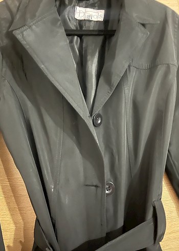 Kuşaklı Siyah Kadın Trench Coat - Görsel 4