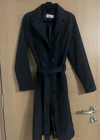 Kuşaklı Siyah Kadın Trench Coat - Görsel 3
