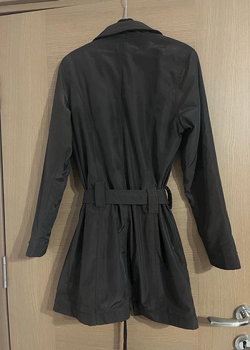 Kuşaklı Siyah Kadın Trench Coat - Görsel 2