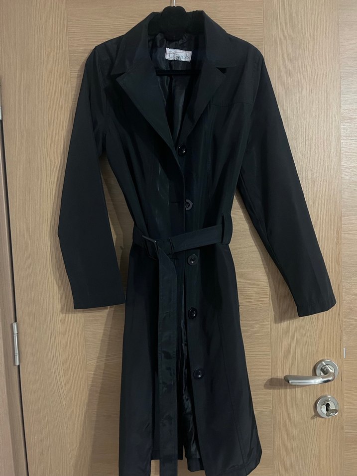 Kuşaklı Siyah Kadın Trench Coat - Görsel 3