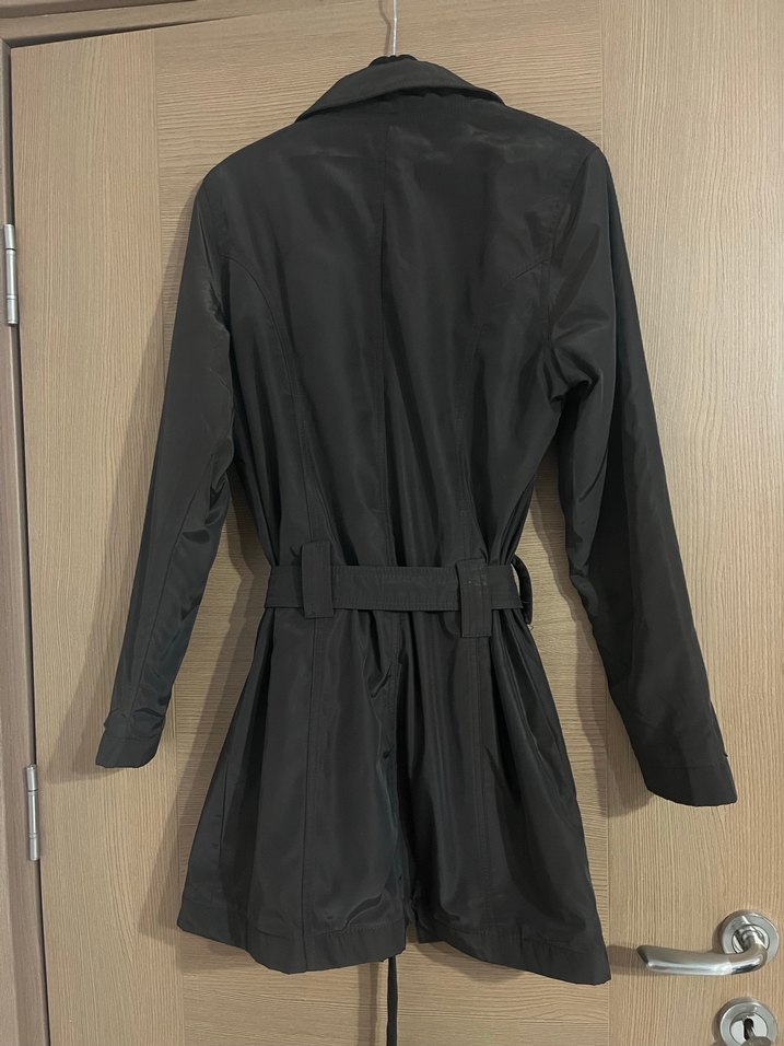 Kuşaklı Siyah Kadın Trench Coat - Görsel 2