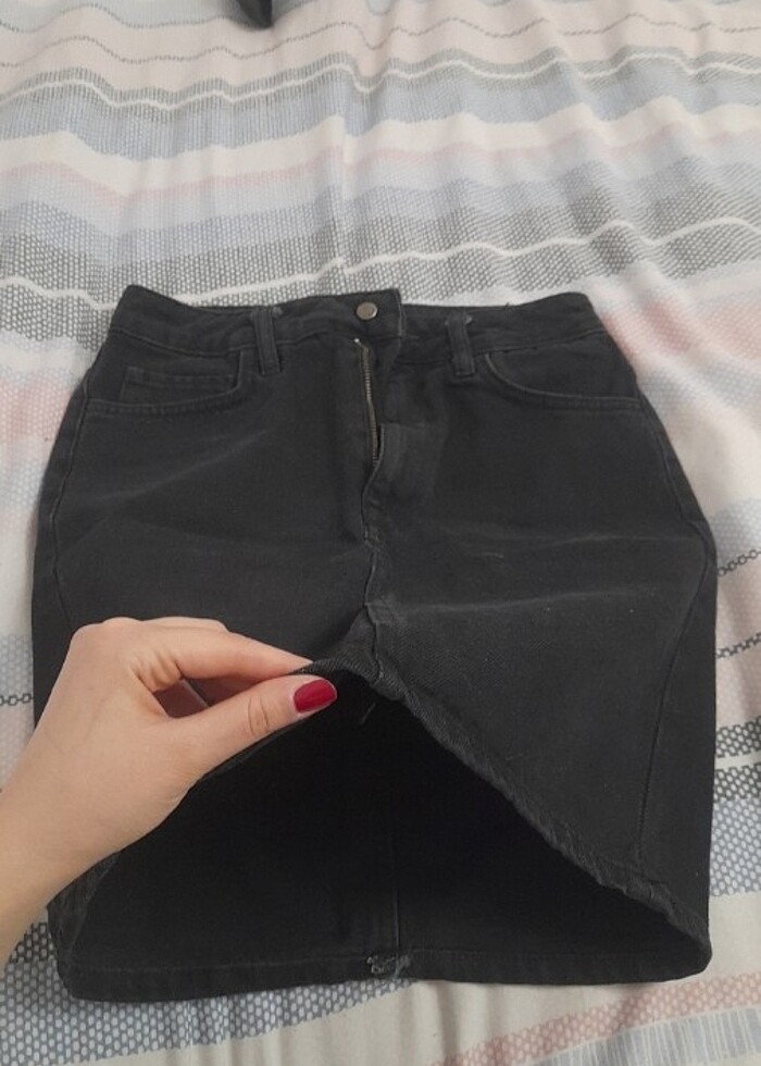 Siyah mini kot etek - Görsel 4