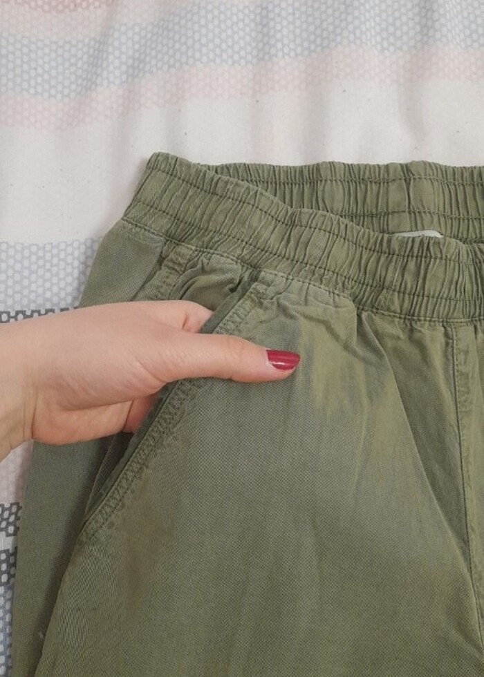 Oxxo yeşil beli lastikli pantolon  - Görsel 5