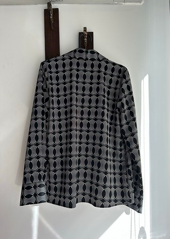 Zara siyah beyaz desenli gömlek - Görsel 3