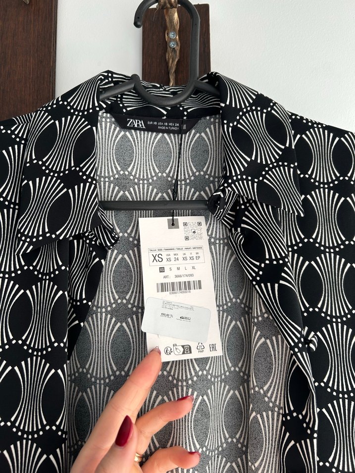 Zara siyah beyaz desenli gömlek - Görsel 2