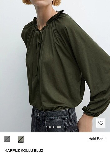 Haki yeşili gömlek bluz - Görsel 5