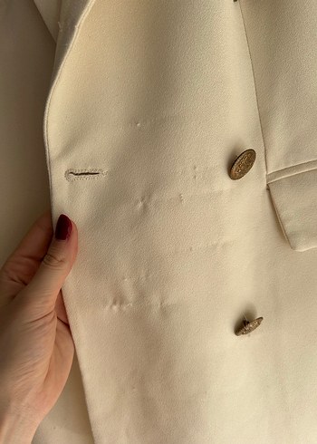 Bej Kadın Düğmeli Blazer Ceket - Görsel 3