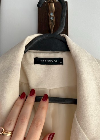 Bej Kadın Düğmeli Blazer Ceket - Görsel 2