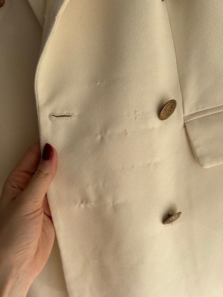 Bej Kadın Düğmeli Blazer Ceket - Görsel 3