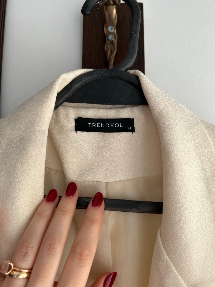 Bej Kadın Düğmeli Blazer Ceket - Görsel 2