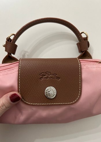 Pembe mini Longchamp çanta - Görsel 2