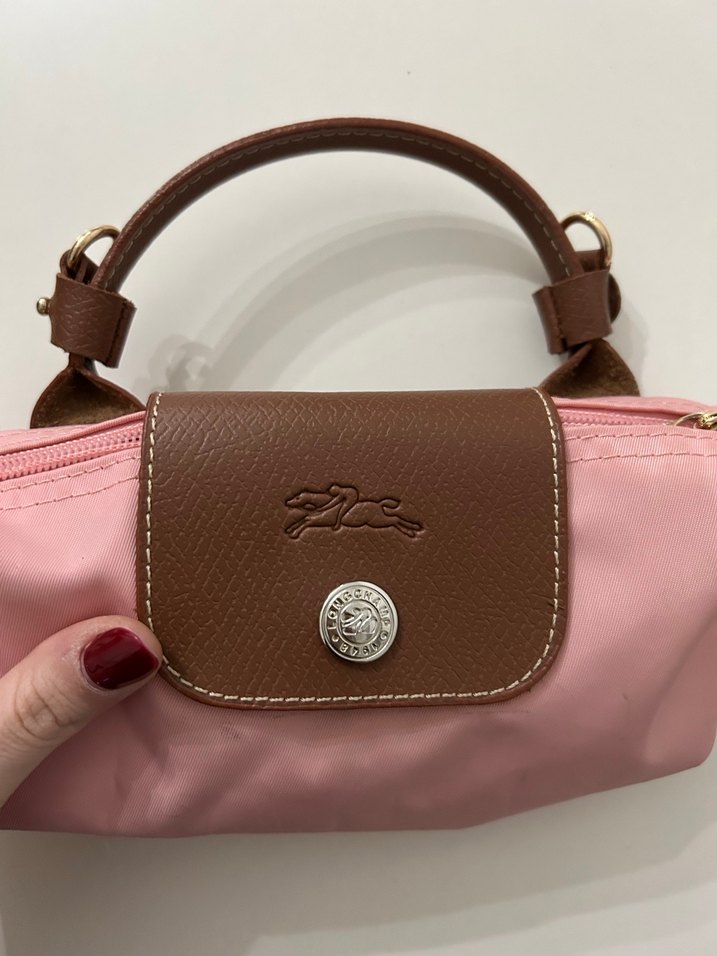 Pembe mini Longchamp çanta - Görsel 2