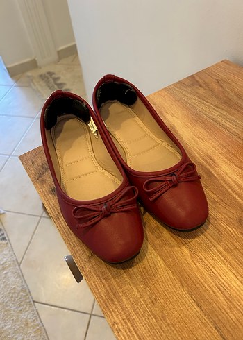 Bordo Kırmızı Fiyonklu Kadın Babet - Görsel 3