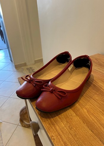 Bordo Kırmızı Fiyonklu Kadın Babet - Görsel 2