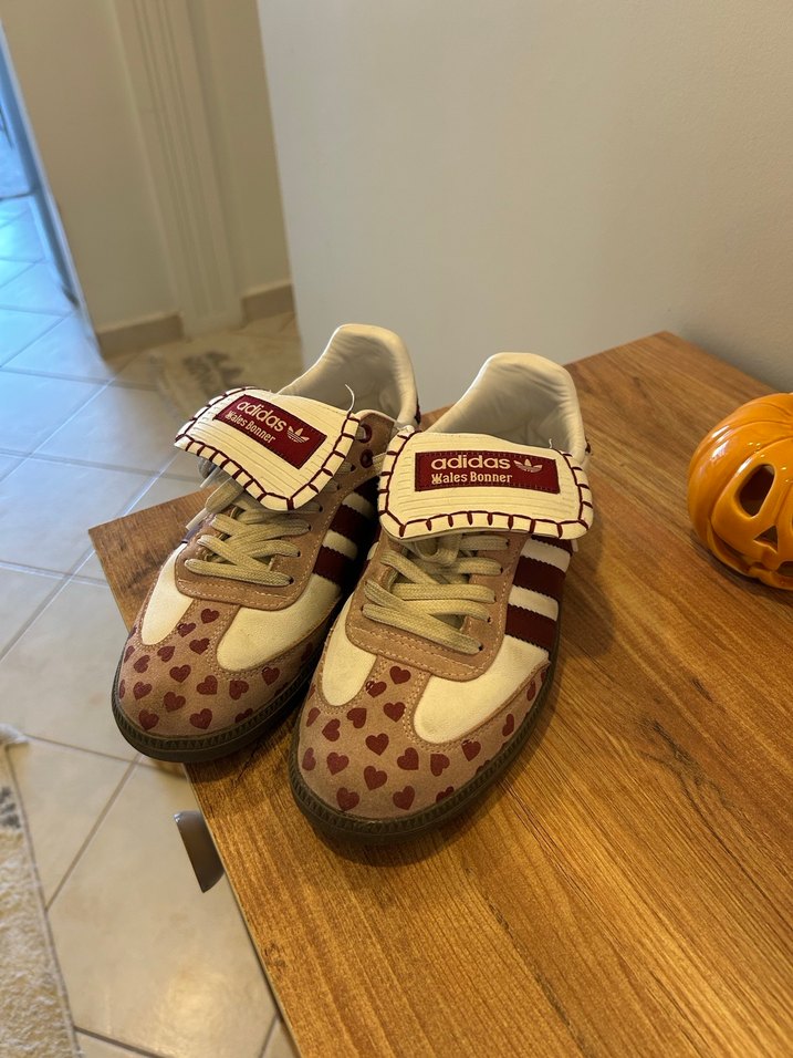 Bordo Pembe Kalp Desenli Adidas Samba Spor Ayakkabı - Görsel 2