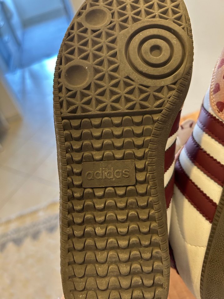 Bordo Pembe Kalp Desenli Adidas Samba Spor Ayakkabı - Görsel 4