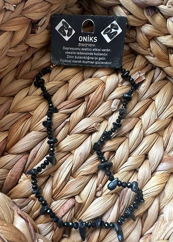 Siyah Oniks Taşlı Doğal Taş Kolye