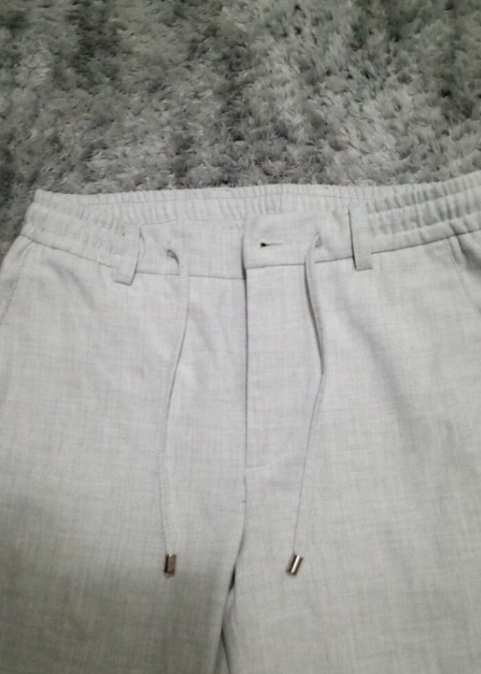 Erkek spor kumaş pantolon rengi çok açık gridir - Görsel 2