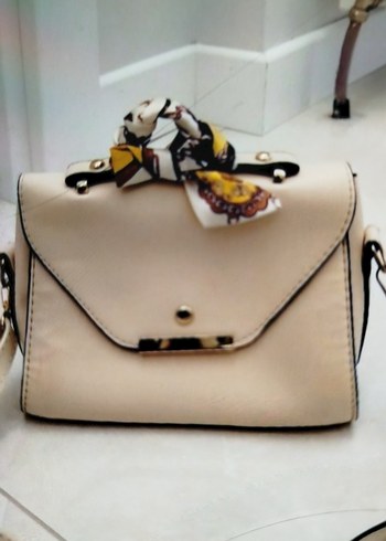 krem Deri Tokalı Bohem Kadın Çanta - Görsel 2