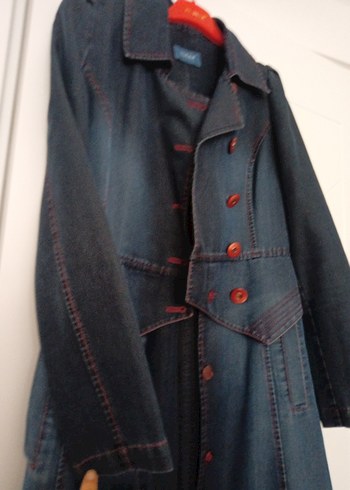 38 Beden lacivert Renk Lacivert Uzun Denim Kadın Kaban