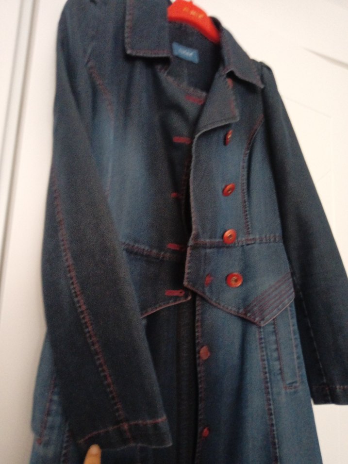 Lacivert Uzun Denim Kadın Kaban - Görsel 4