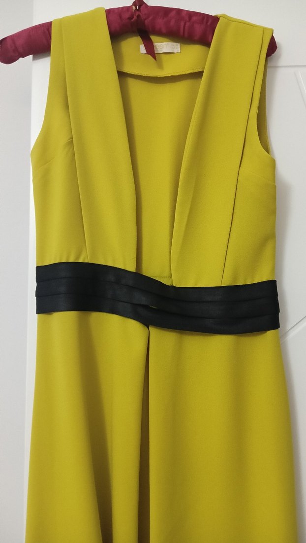 yeşil Drapeli Uzun Straplez Kadın Elbise slopet - Görsel 2