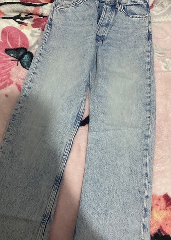Mavi Pastel Renkli Düğmeli mom jean Kot Pantolon