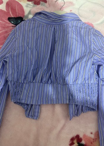Bershka Mavi Çizgili Kadın Gömlek