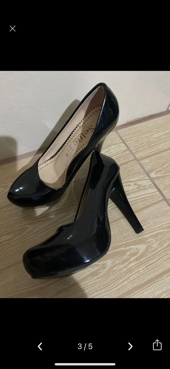 Kadın Siyah Rugan platform Topuklu Ayakkabı - Görsel 2