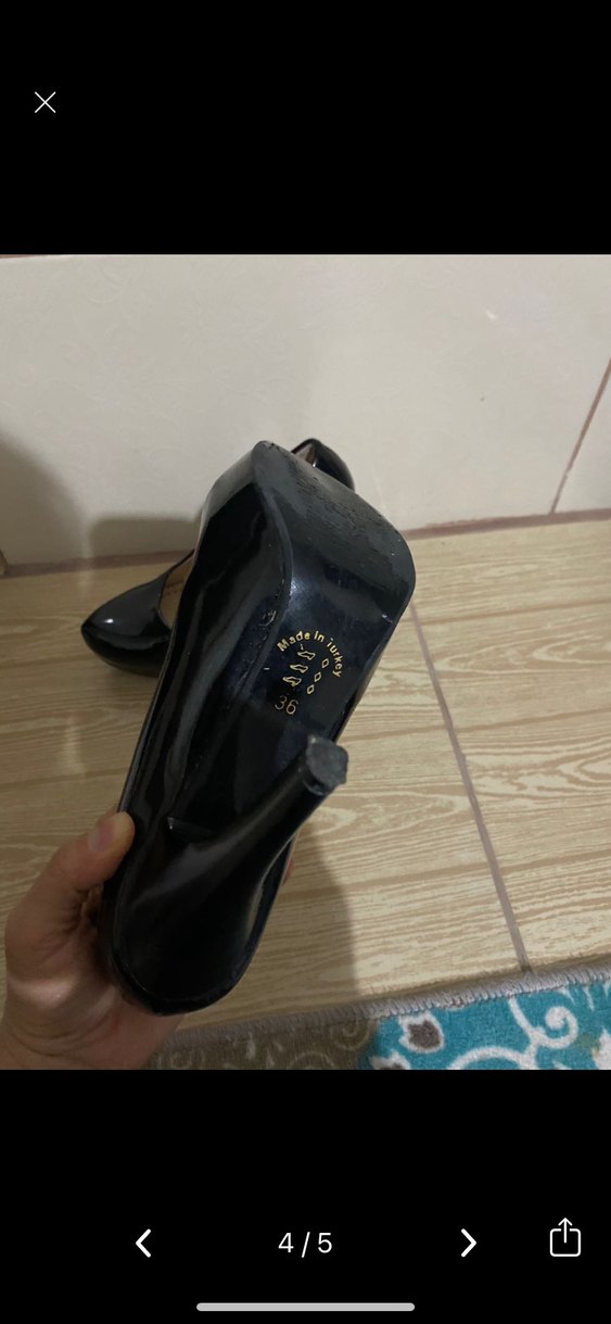 Kadın Siyah Rugan platform Topuklu Ayakkabı - Görsel 3