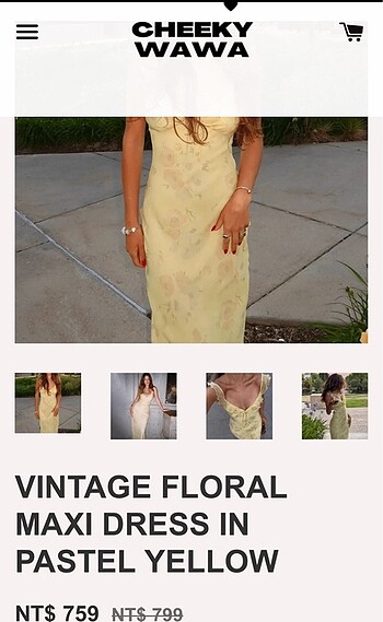 Vintage çiçekli sarı askılı elbise - Görsel 5