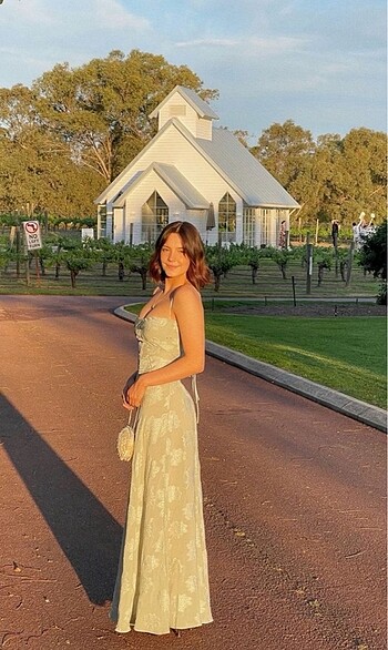 House cb model pastel yeşil elbise maksi dantel mezuniyet - Görsel 10