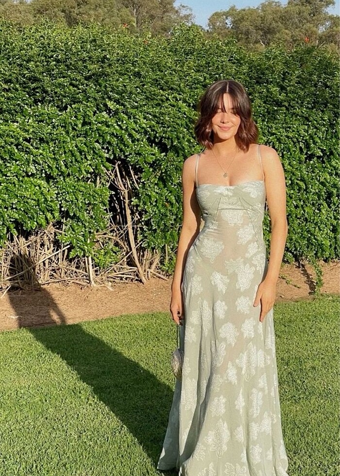 House cb model pastel yeşil elbise maksi dantel mezuniyet - Görsel 2