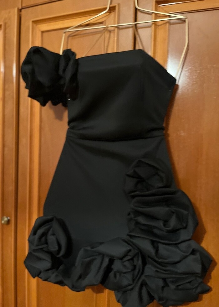 Farfetch modeli çiçekli 3d mini elbise mezuniyet - Görsel 3